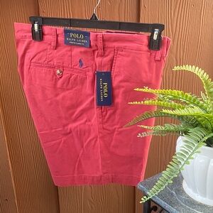 Polo by Ralph Lauren Coral-Red Flat Front Men's Shorts